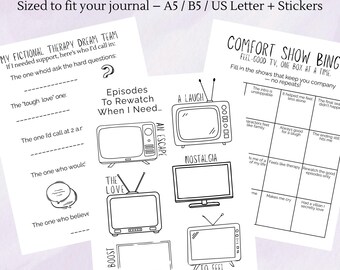 Utskrivbar TV-omtittarjournal | Design-A-Journal-kit | B5, 8,5x11, A5-format | Bilaga till TV-tracker och fandom-journaler | Digital nedladdning