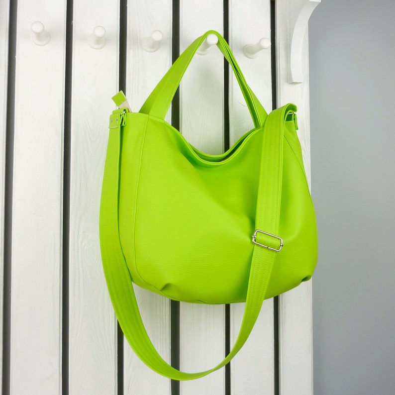 Lime green large crossbody hobo bag vegan leather shoulder Etsy