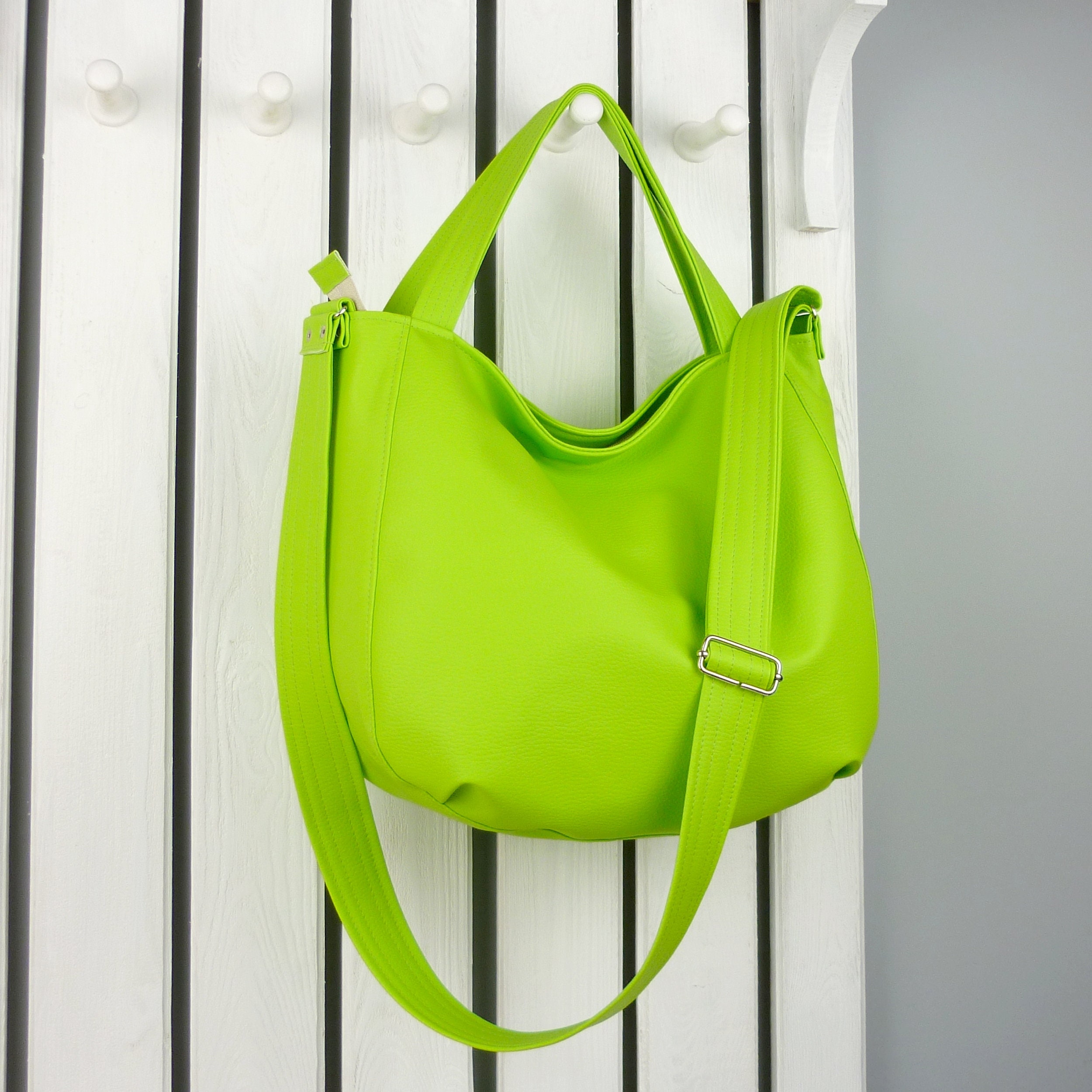 Lime Green Large Small Hobo Bag Crossbody Hippie Vegan 