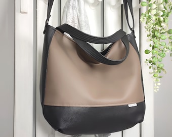 minimalist brown crossbody hobo bag - trendy shoulder handbag for women, vegan leather messenger purse, gift for her