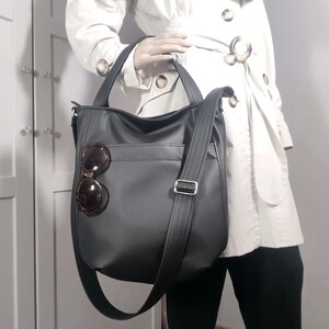 Sac fourre-tout noir de tous les jours, sac à main à bandoulière en cuir végétalien avec poche avant, grand sac à bandoulière hobo, sacs à bandoulière pour femmes