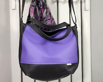 purple 3in1 leather crossbody purse, casual shoulder hobo bag, sling vegan handbag for women, work tote, gift for sister
