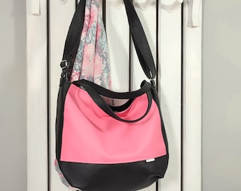 hot pink shoulder bag, cute vegan leather purse for women, small crossbody handbag, messenger tote bags, shopper hobo bag, gift for her