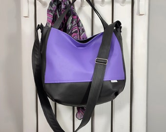 large purple hobo bag for women, minimalist cross body, handmade shoulder tote, trendy vegan leather crossbody purse, unique gift for her