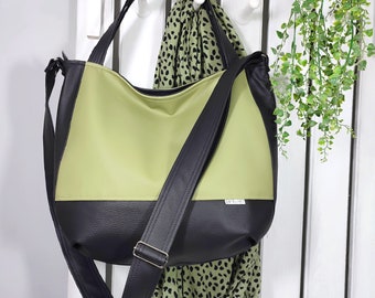 borsa hobo verde oliva, borsa a tracolla con fascino, elegante borsa shopper, borse a tracolla in pelle vegana, borsa messenger per donne, regalo per la sorella