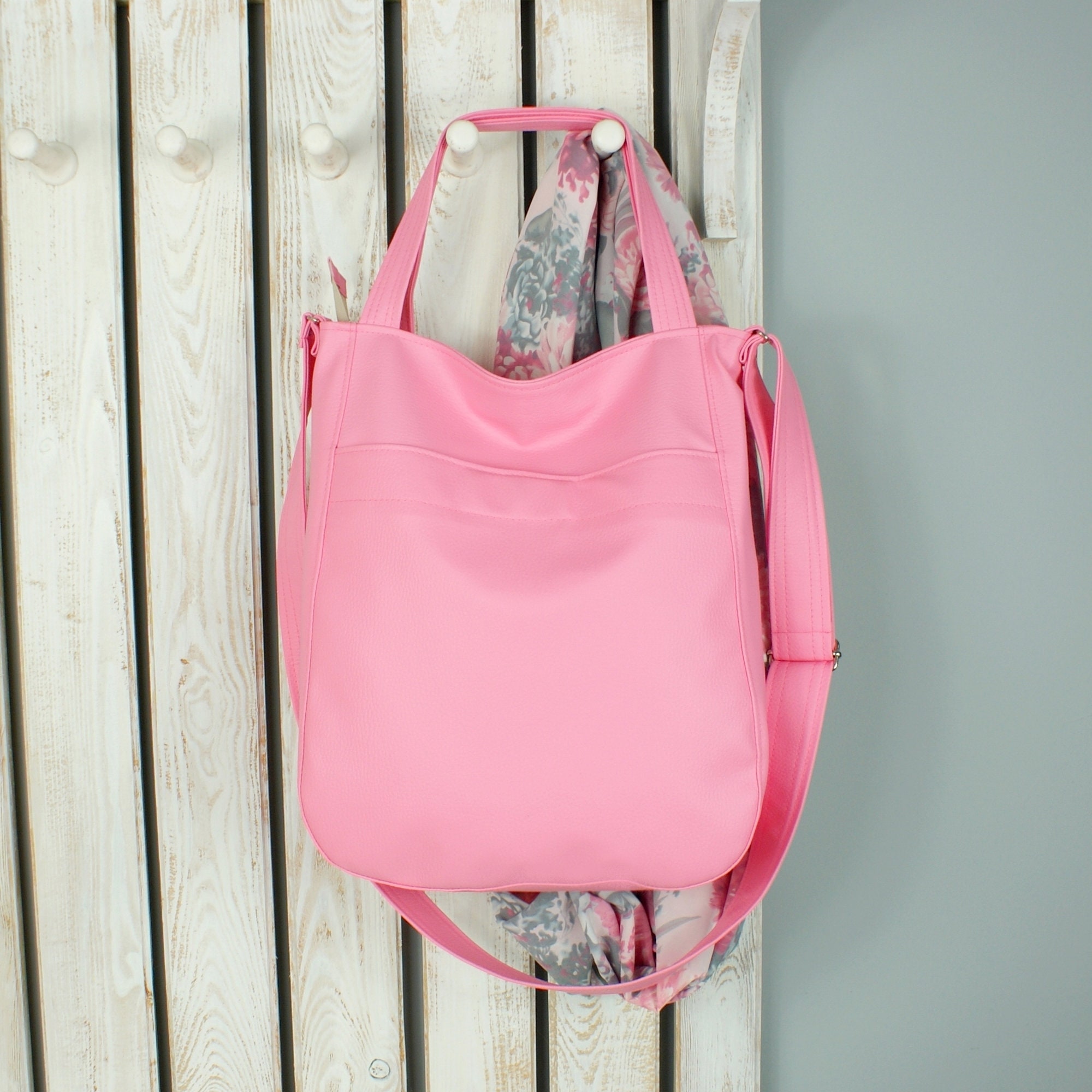pink vegan handbag