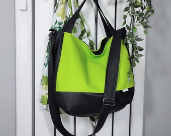 Sporty lime green hobo bag, minimalist crossbody purse, messenger tote, shoulder handbag, leather hobo handbags, vegan gift for women