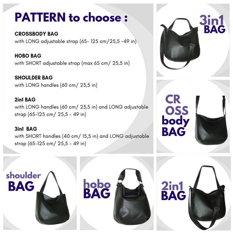 Black sling crossbody hobo bag with zipper hippie vegan leather shoulder bag large messenger purse for women