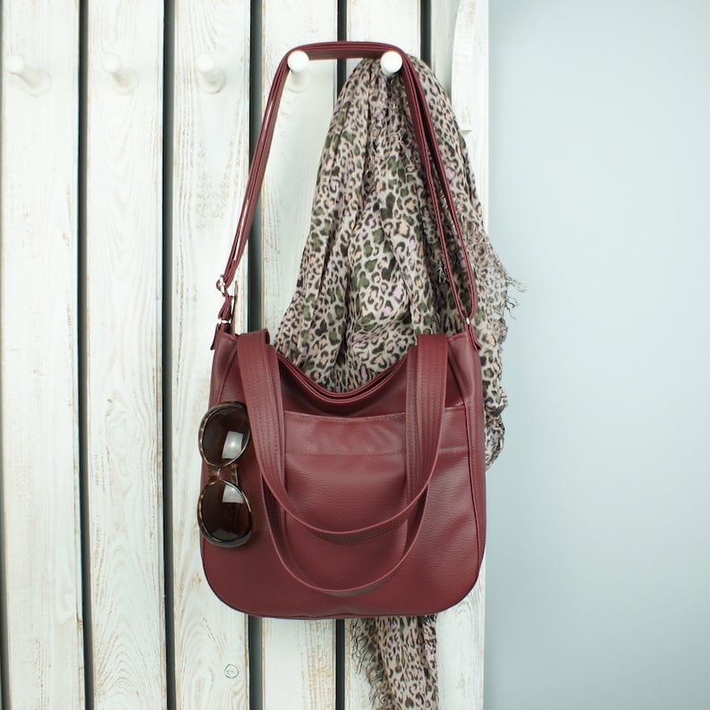 Simple hippie crossbody shoulder bag zipper large Discount is also underway burgundy with Special sale item