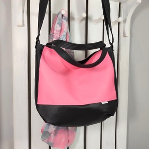 Sac à bandoulière végétalien rose, cabas tendance, sac à main à fermeture éclair fait main, grand cartable, cadeau pour petite amie, porté épaule de tous les jours