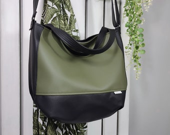 vegan military green crossbody hobo bag, casual shopper handbag, large olive green shoulder tote, khaki messenger purse, custom gift for mom