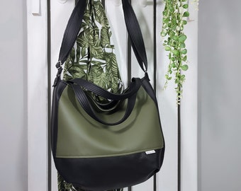military green shopper bag for women, minimalist shoulder handbag, khaki crossbody purse, olive messenger school tote, custom gift for mom