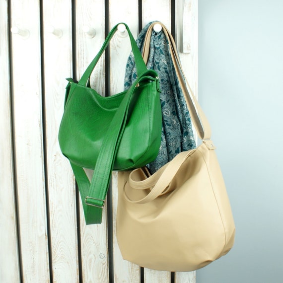 Green Leather Hobo Bag - Slouchy Leather Purse For Women