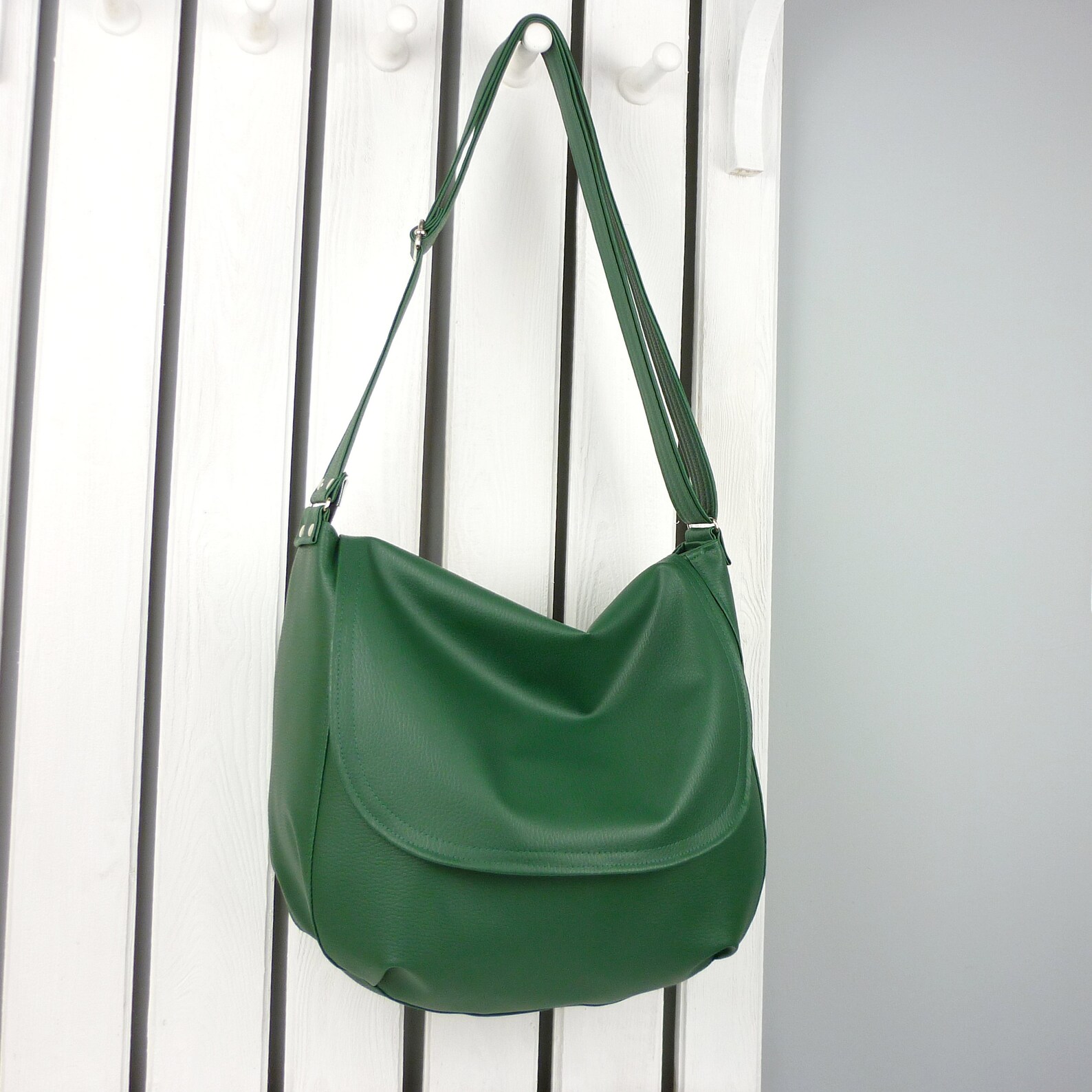 Large Vegan Green Crossbody Messenger Bag for Women Boho Etsy