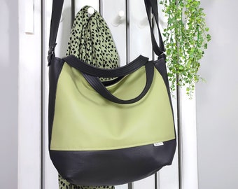 sac à bandoulière vert olive pour femme, sac à main en cuir végétalien sur l'épaule, sac à main cabas convertible, fourre-tout personnalisé, cadeau pour maman