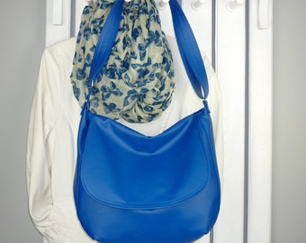 Slouch Leather Bag in DENIM Blue. Hobo Shoulder Bag. Boho Bag. -  Israel