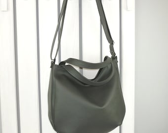 Sac de travail en cuir souple pour femmes - sac fourre-tout hobo sling crossbody noir, grand sac à main messager végétalien