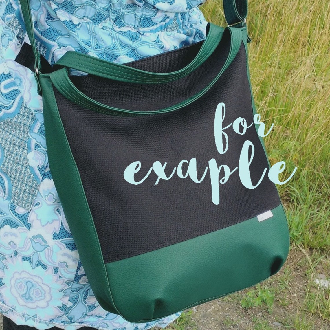 Red and Black Crossbody Bag Zip Purse Large Canvas Leather Etsy