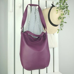 Sac à bandoulière hobo végétalien violet - Cabas convertible en similicuir, petit sac à main bandoulière de tous les jours, sac à main de travail durable par Ankate