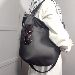 Sac à main végétalien 3 en 1 noir - Sac à bandoulière en similicuir souple avec poches, sac à main minimaliste de tous les jours pour elle par Ankate