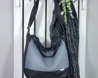 elegante bolso de hombro de cuero vegano gris, bolso bandolera gris con correa - bolsos mensajeros para mujer - ideas de regalos de cumpleaños