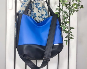nice royal blue hobo bag, trendy handmade shopper handbags, custom messenger purse for women, vegan leather shoulder tote, gifts for women