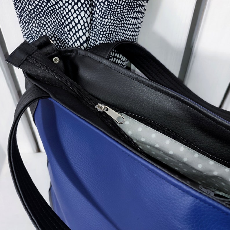 novelty navy blue hobo purse, custom leather bag for women, minimalist vegan crossbody tote, messenger handbag for school, gifts for mother image 6