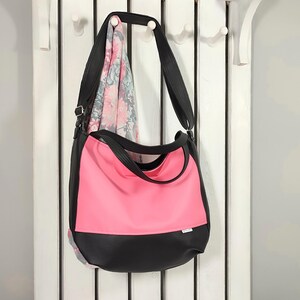 Hot Pink Schwarze Hobo Tasche - Vegan Leder Crossbody Shopper Shopper mit Reißverschluss - Sportliche Multifunktions Geldbörse für Frauen | Ankate Tasche
