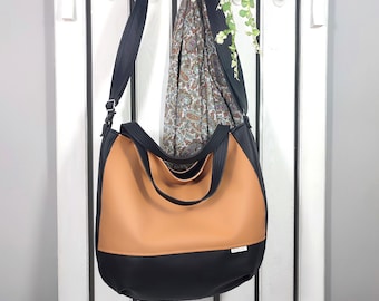 sac à bandoulière en cuir beige, fourre-tout végétalien à bandoulière personnalisé pour femme, sac à main messager de taille moyenne, sac à main utilitaire pour elle, cadeau pour maman