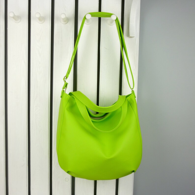 Lime Green Large Crossbody Hobo Bag Hippie Vegan Leather Etsy Australia