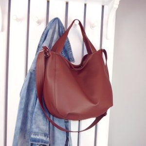 Sac à bandoulière bohème - Cabas convertible en cuir végétalien bordeaux, sac à main 3 en 1, sac à bandoulière bohème polyvalent, sac Ankate