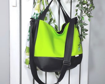 Borsa hobo sportiva verde lime, borsa a tracolla minimalista, borsa messenger, borsa a spalla, borse hobo in pelle, regalo vegano per le donne