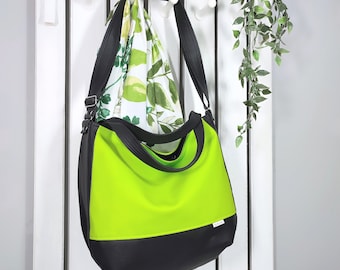 lime green shoulder tote bag, novetly vegan leather messenger purse, cross body shoulder handbag, gift for women
