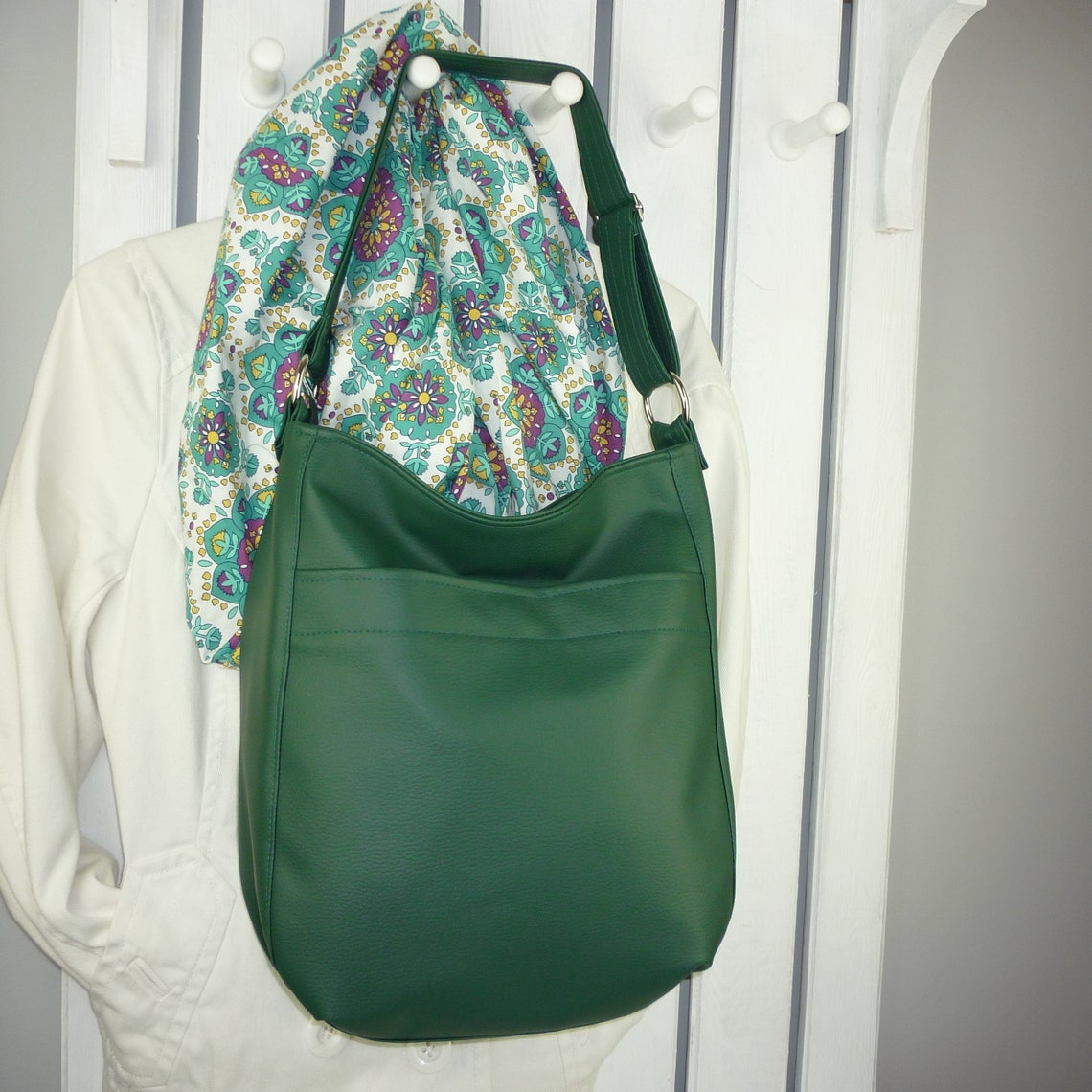Dark green soft leather hobo bag shoulder tote for women Etsy