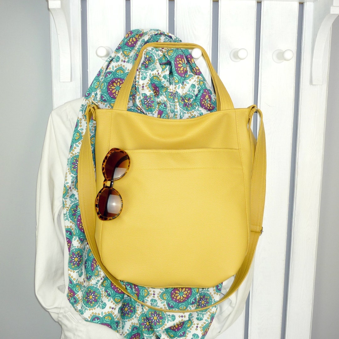 Yellow Crossbody Hobo Tote Bag, Cross Body Shoulder Purse for Women