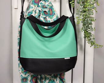 mint green crossbody purse, unique shoulder bag for work, durable tote, vegan handbag, one of a kind gift for teacher