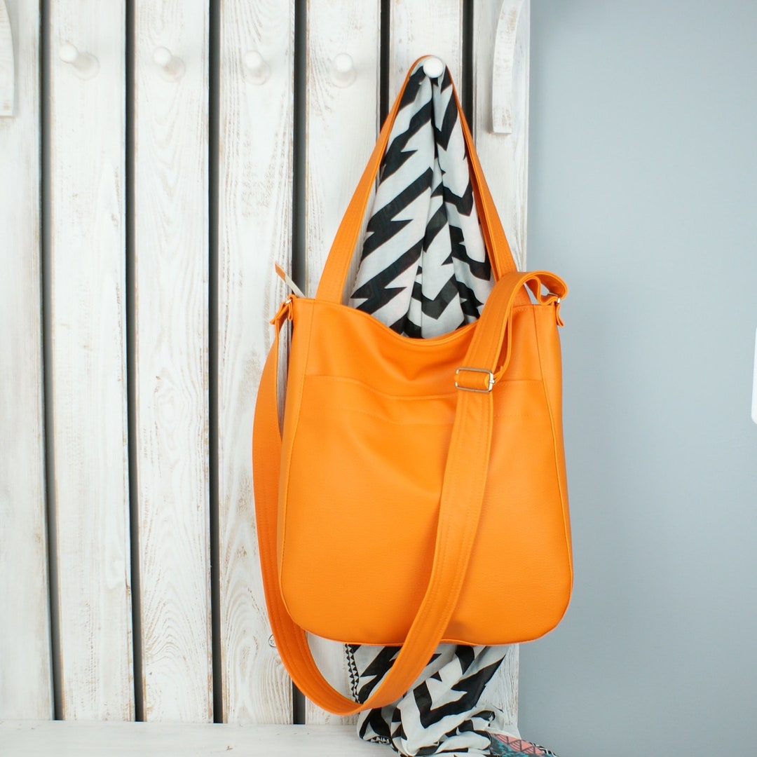 Orange Vegan Leather Hobo Handbag Custom Crossbody Tote Everyday Hobo Messenger Purse Large Cross Body Shoulder Bag Birthday Gift Etsy Ireland