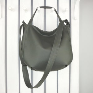 Schwarze Vegan Leder Umhängetasche - Urban Slouchy Schultertasche, Laptop Tasche, große Alltags Geldbörse, Tablet Tasche, handgemacht, Ankate Tasche