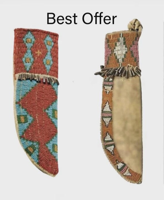 Cordon à Cheveux Lakota Sioux Perlé à La Main – Cuir Et Perles, Amérindien