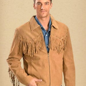 Men Western Wear Suede Leather Long Fringe Vintage Style Coat Jacket, Men Western Cowboy Fringes Suede Leather Jacket, Fringed Jacket