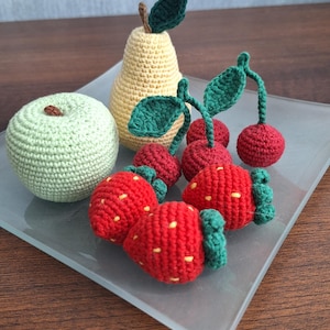 Crocheted Play Fruit Set, Pretend Play Fruits, Montessori Toy, Waldorf Inspired, Handmade Kitchen Toys, Gift for Kids – Soft Sensory Toy