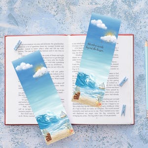 Printable Bookmark Set | Coastal Ocean Bookmarks | Watercolor Sea Design | &quot;Adventure Awaits&quot; Quote | Nautical Bookmark | Digital Download