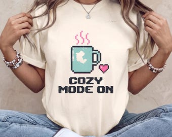 Gemütliches 8-Bit-Pixel-Grafik-T-Shirt für Gamer, Retro-Nostalgie-Videospiel-T-Shirt, süßes Arcade-Herz-Shirt in Wohlfühlfarben für Sie