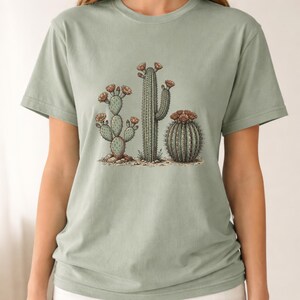 Vintage Cactus Botanical Chart Shirt, Desert Flora Scientific Graphic Tee, Southwestern Plant Lover Gift, Retro Field Guide Top