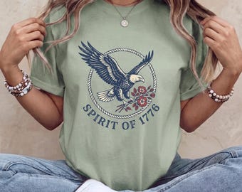 Vintage T-Shirt mit amerikanischem Grafikmotiv von 1776, Retro-Shirt zum 250. Jahrestag der Vereinigten Staaten, klassisches Eagle Heritage Comfort Colors T-Shirt