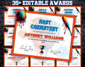 Editable Baseball Awards Certificates: 30+ Printable Templates (Canva Editable)