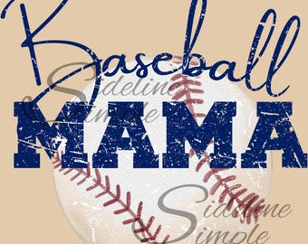 Baseball Mama PNG: Distressed Vintage Sports Mom Design (Digital Download