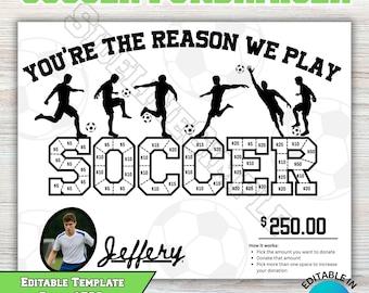 Editable Soccer Fundraiser Calendar: Pick-a-Date Donation Tracker (Canva Template)
