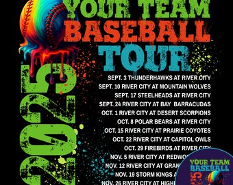 Baseball Team Schedule PNG - Editable Canva Template for Sublimation & DTF Printing