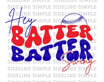 Hey Batter Batter Swing PNG - Retro Baseball Sublimationsdesign (Digitaler Download